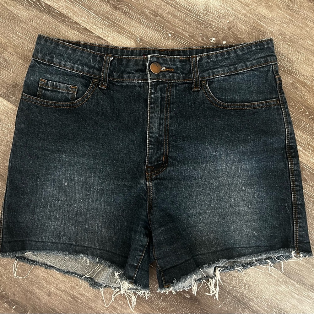 Size 31 BDG High Rise Frayed Hem Dark Denim Jean Shorts